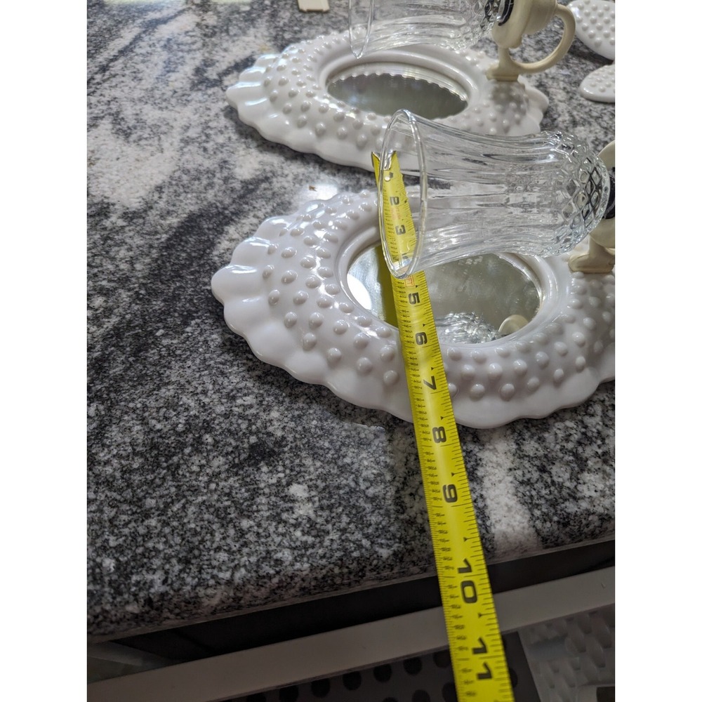 Vintage Burwood Grand Island Accessories Cottage 8pc White Hobnail Grouping Lot - Picture 14 of 16